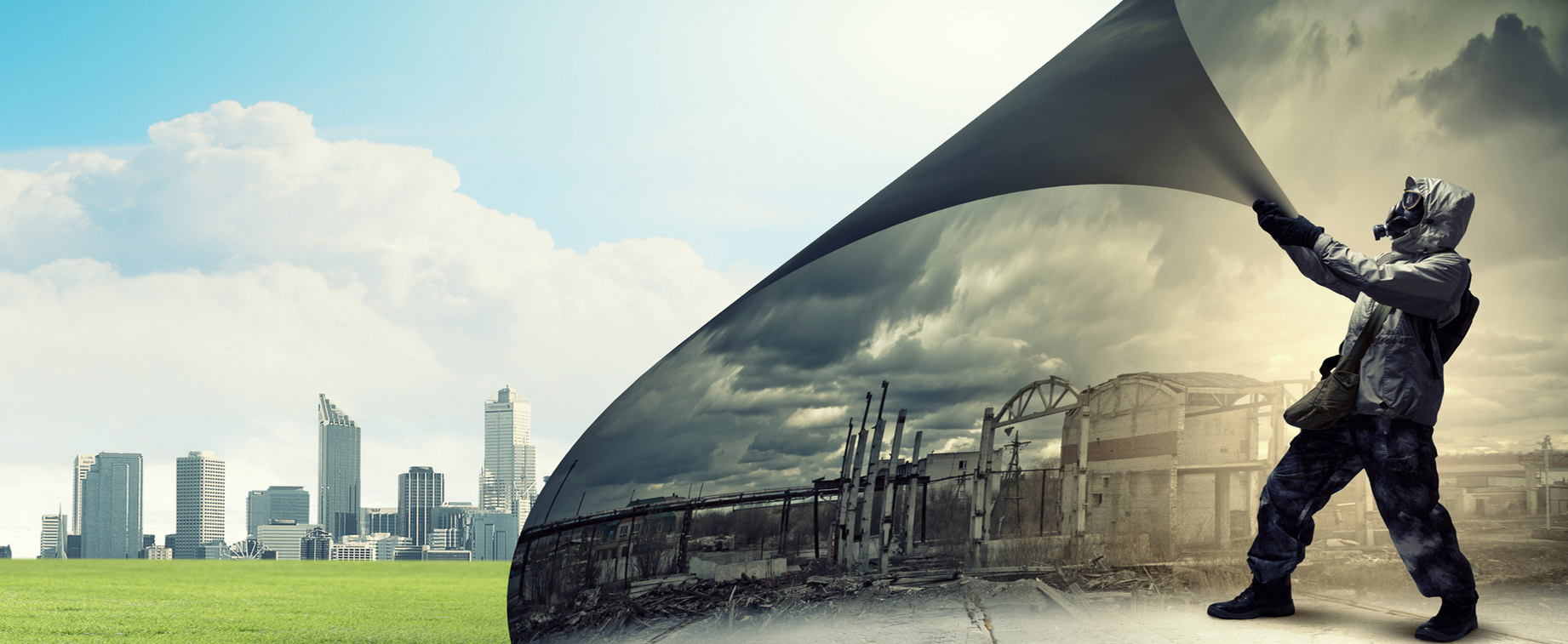 Une ville propre opposée à un environnement industriel pollué